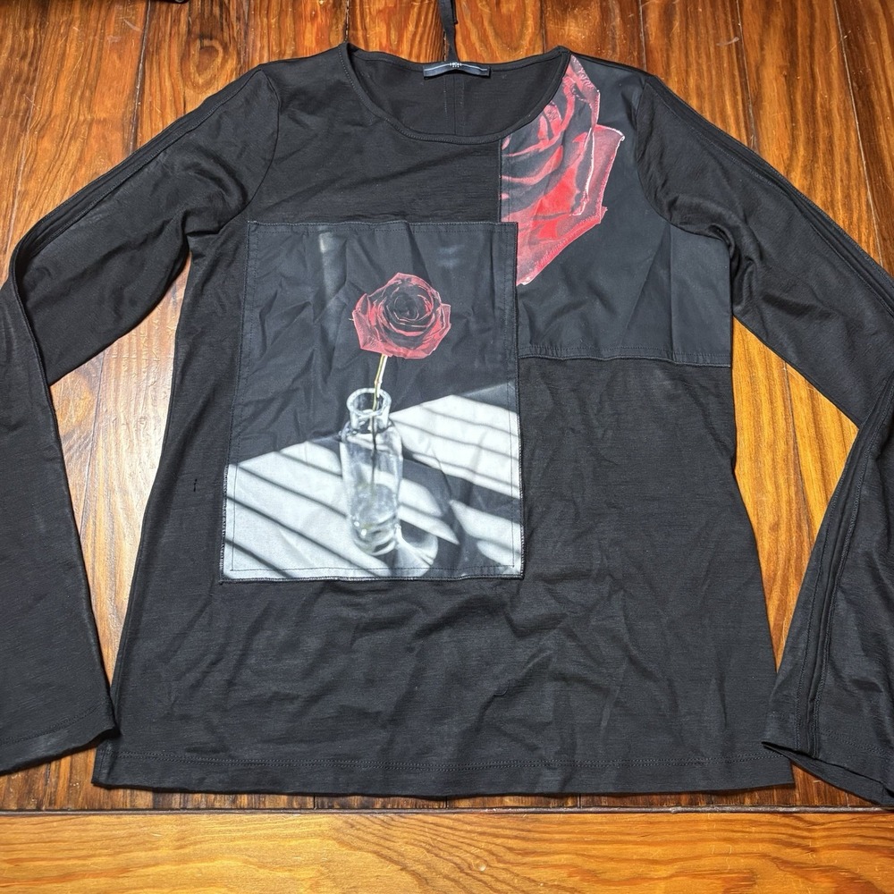 High Claire Campbell Rose Patchwork Long Sleeve Top Artists Quiet Luxury M A1788